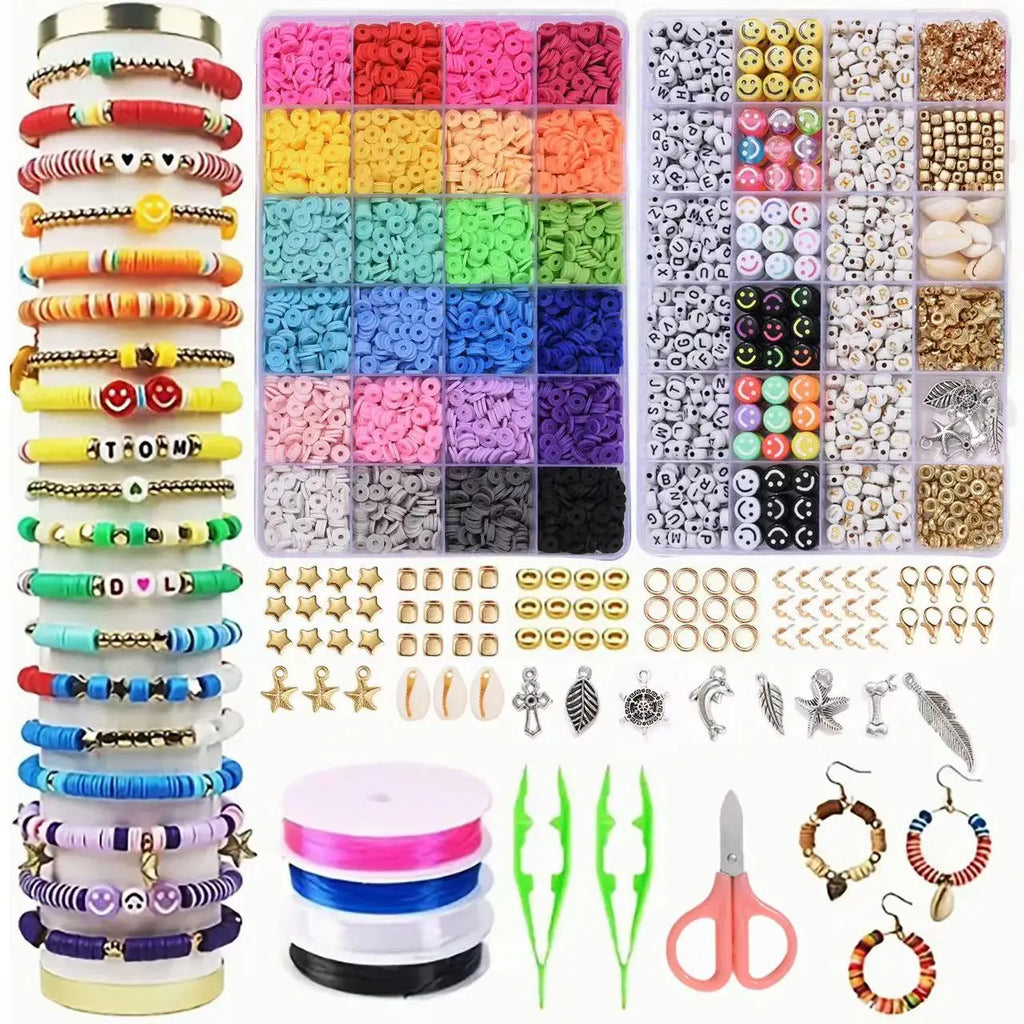 Handmade Jewelry Set Polymer Clay Beads Set Rainbow Color