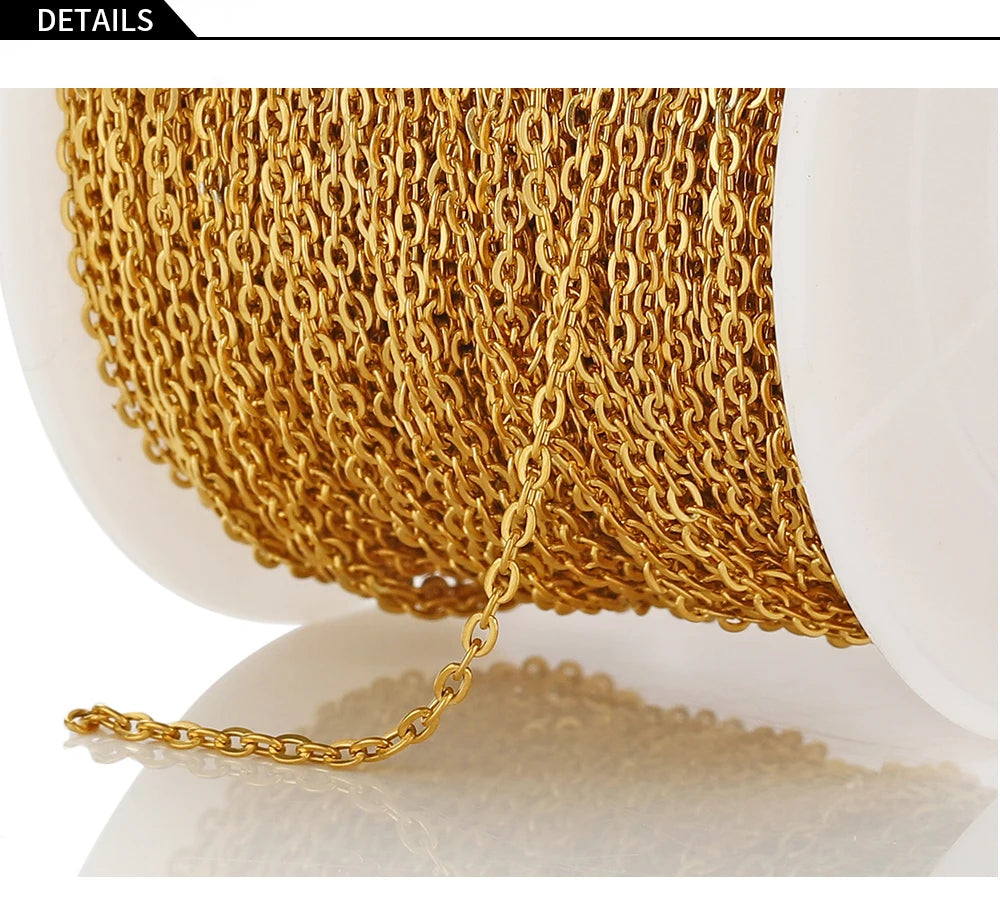 10 Meters Stainless Steel Chain,Gold&Steel Color Link for DIY Jewelry Making