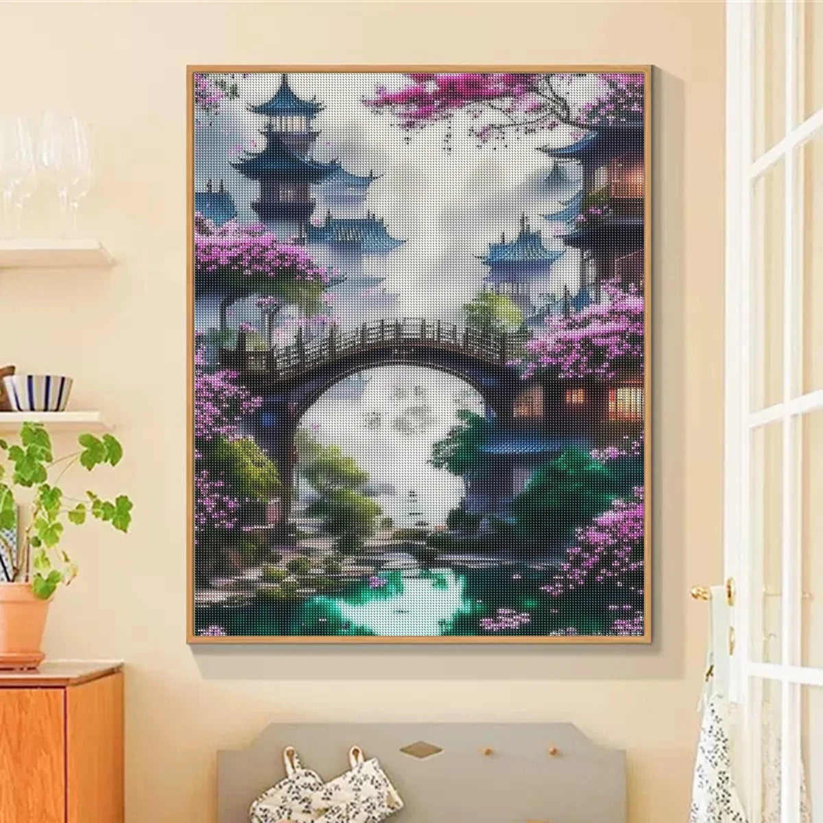 Diamond Painting Complete Kit Ancient Architecture, Mosaic Flower Wall Paintings.