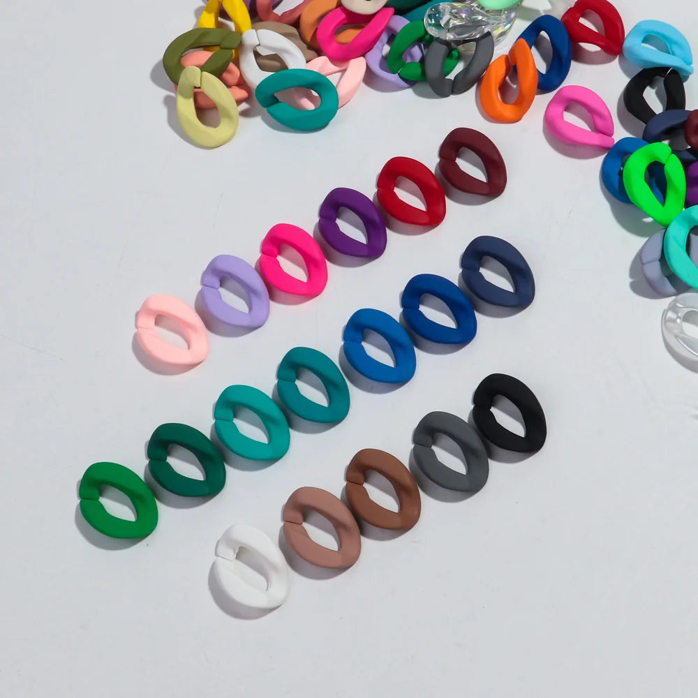 20pcs 20x30mm Acrylic Frosted Square Link Chain Loose Beads