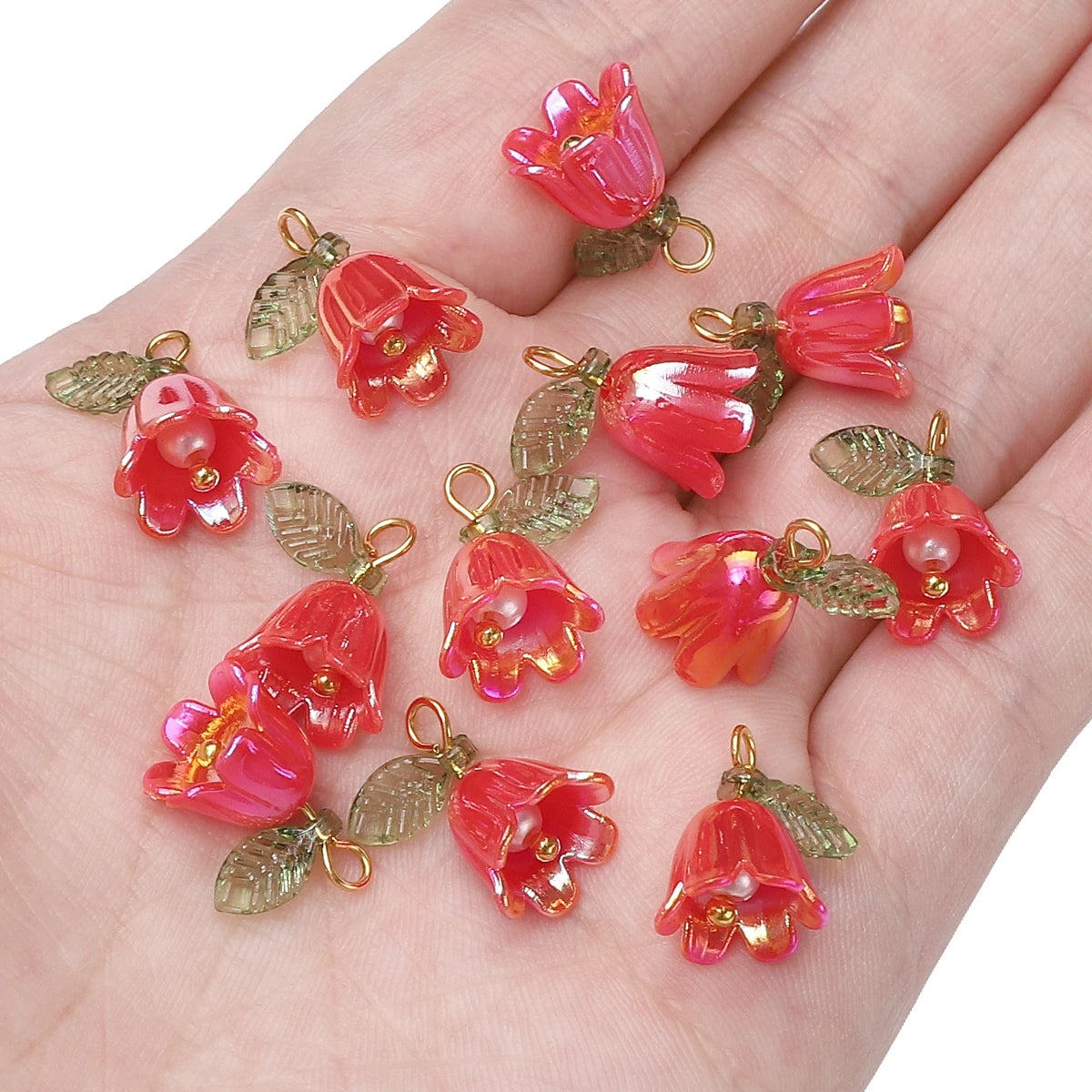11x14mm 2-10Pcs lily of the valley flower bud beads plated with colored loose beads