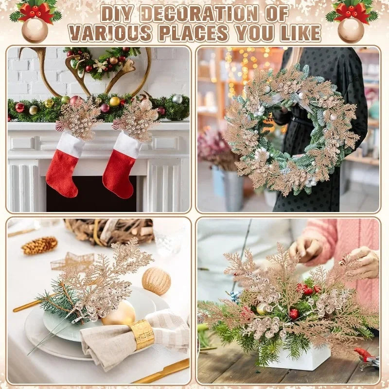 10Pcs Glitter Christmas DecorationDecor DIY Wreath Gift Accessories