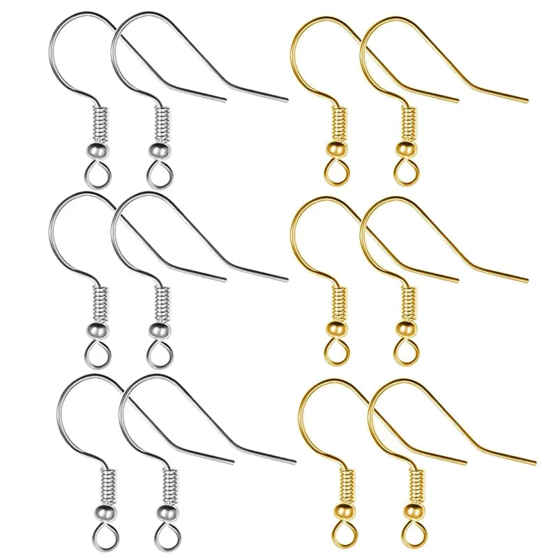 100/200pcs DIY Earring Clasps Hooks Stainless Steel Hypoallergenic for DIY jewlery