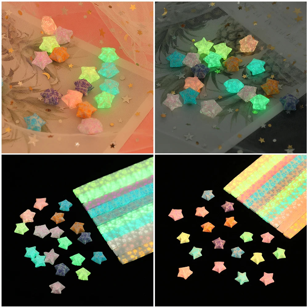 210pcs/lot Happy Glow in Dark Lucky Star Origami FluorescencePaper