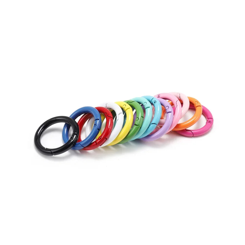 5Pcs/Lot 21 Colors Metal O Ring Spring Clasp Openable Round Carabiner Keychain Clips Hook