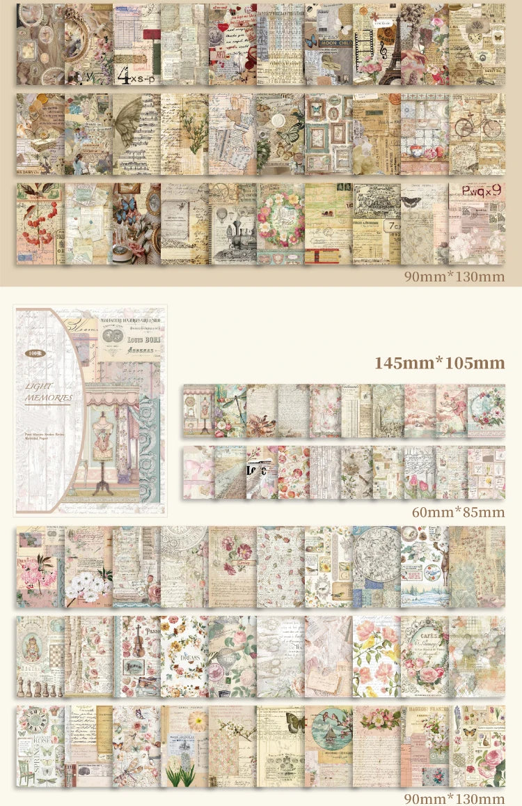 100Pcs/Pack Past Stories Vintage Series Scrapbooking Material