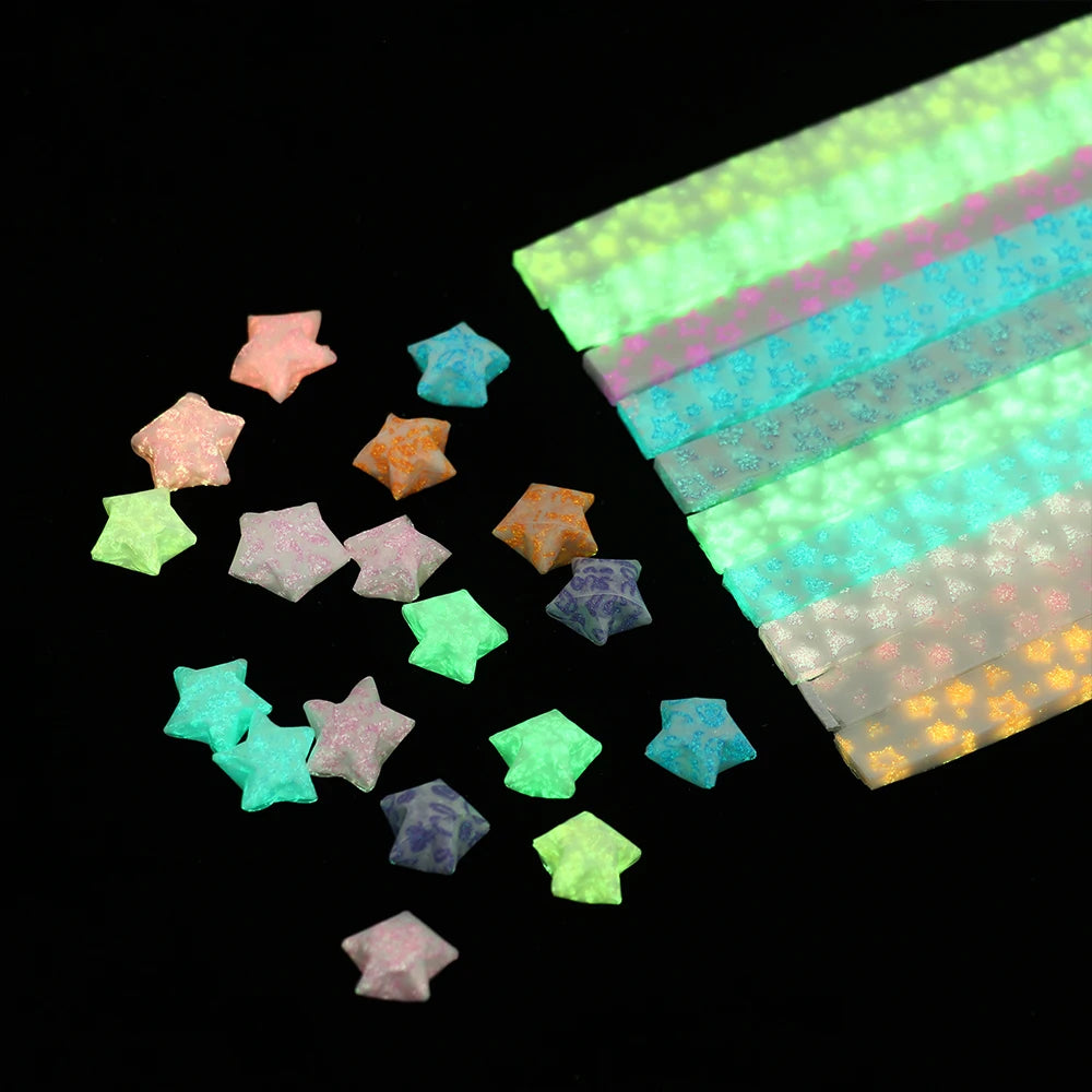 210pcs/lot Happy Glow in Dark Lucky Star Origami FluorescencePaper