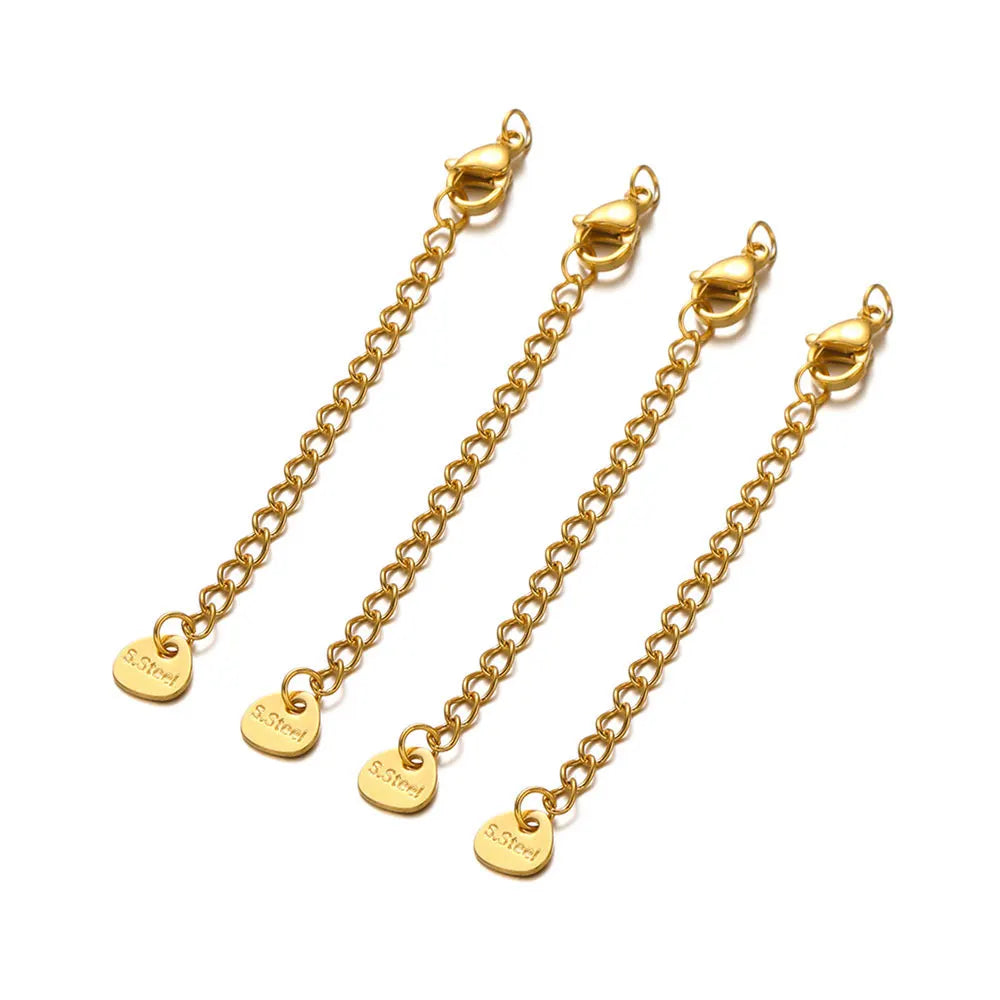 10pcs Stainless Steel Extension Chains with Lobster Clasps Connector Link