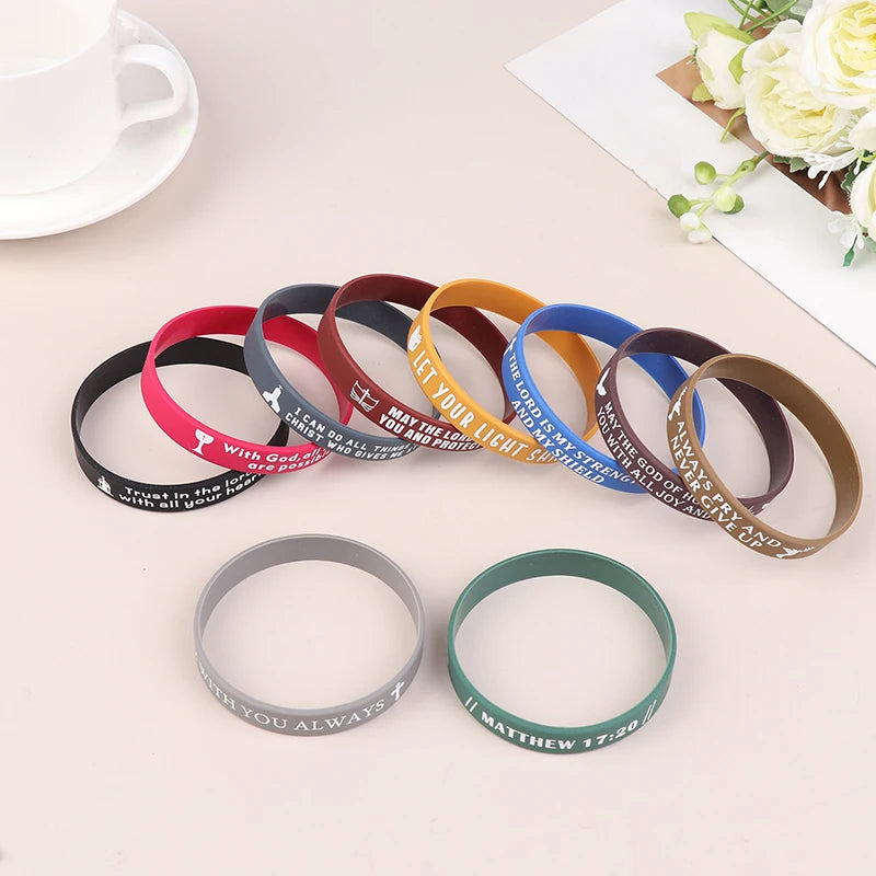 40pcs Inspirational Bible Verse Silicone Bracelets Faith-Based Wristbands