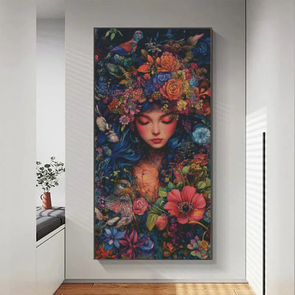 Diamond Painting Art DIY Mosaic Women Flower and Bird Embroidery Cross Stitch 5D Round Square Rhinestone Home Wall Decoration