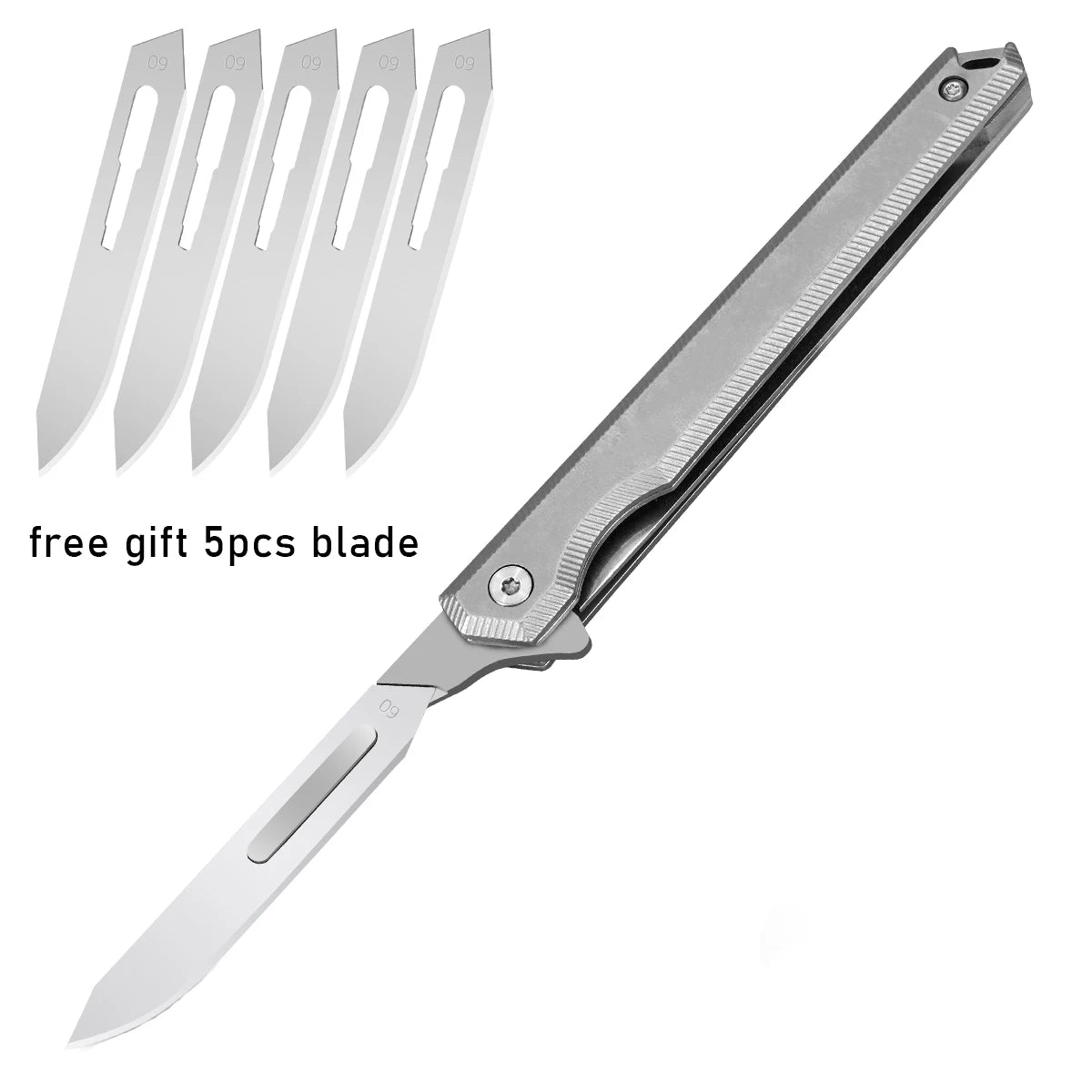 Titanium Folding Pocket Utility Knife with 3 replacement blades