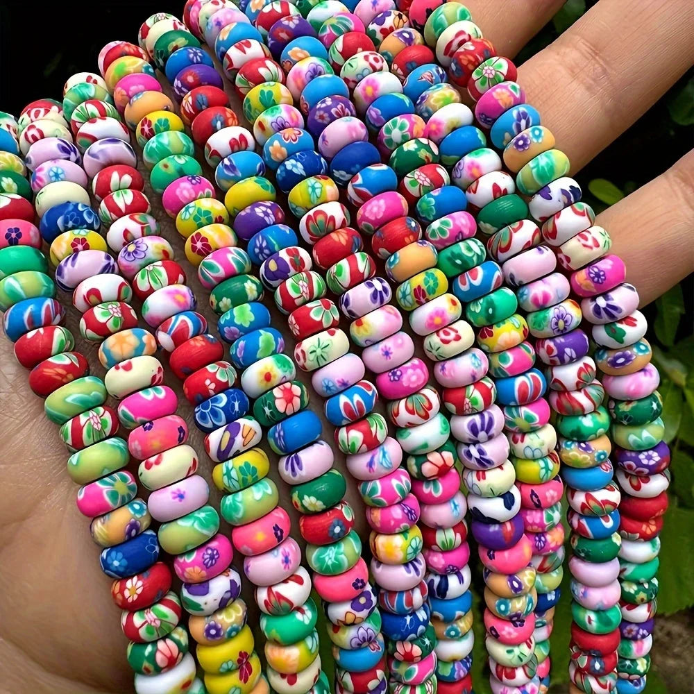 100pcs Colored Clay Beads, Accessories for Necklace Bracelet, Keychain Jewelry Making