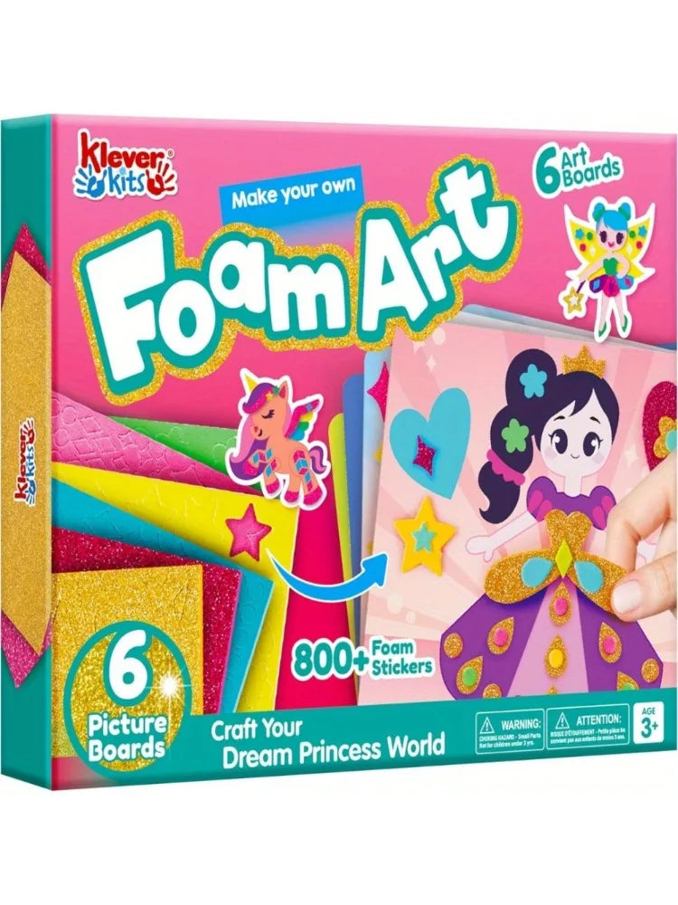 Kids Foam Art Kit Foam Stickers with 6 Art Board and 800+ Stickers DIY Arts Crafts