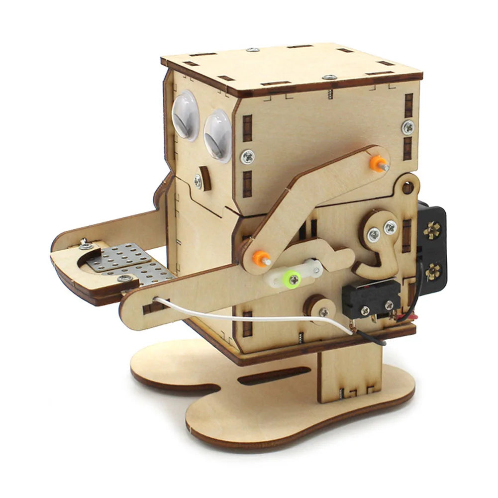 Robot Eating Coin Wood DIY Model