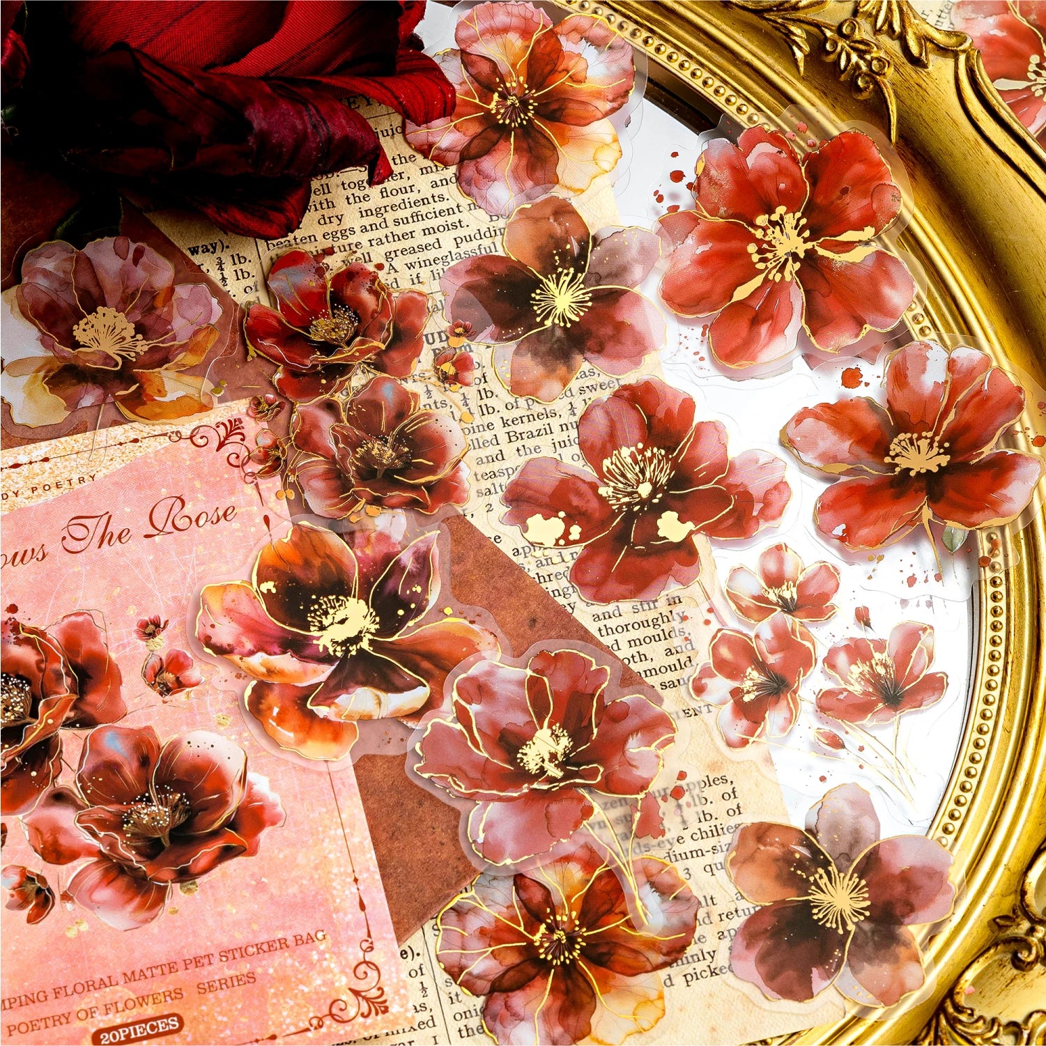 120pcs PET Sticker Pack Flower Poem Series Decoration Stickers DIY Calendar Scrapbook Diary