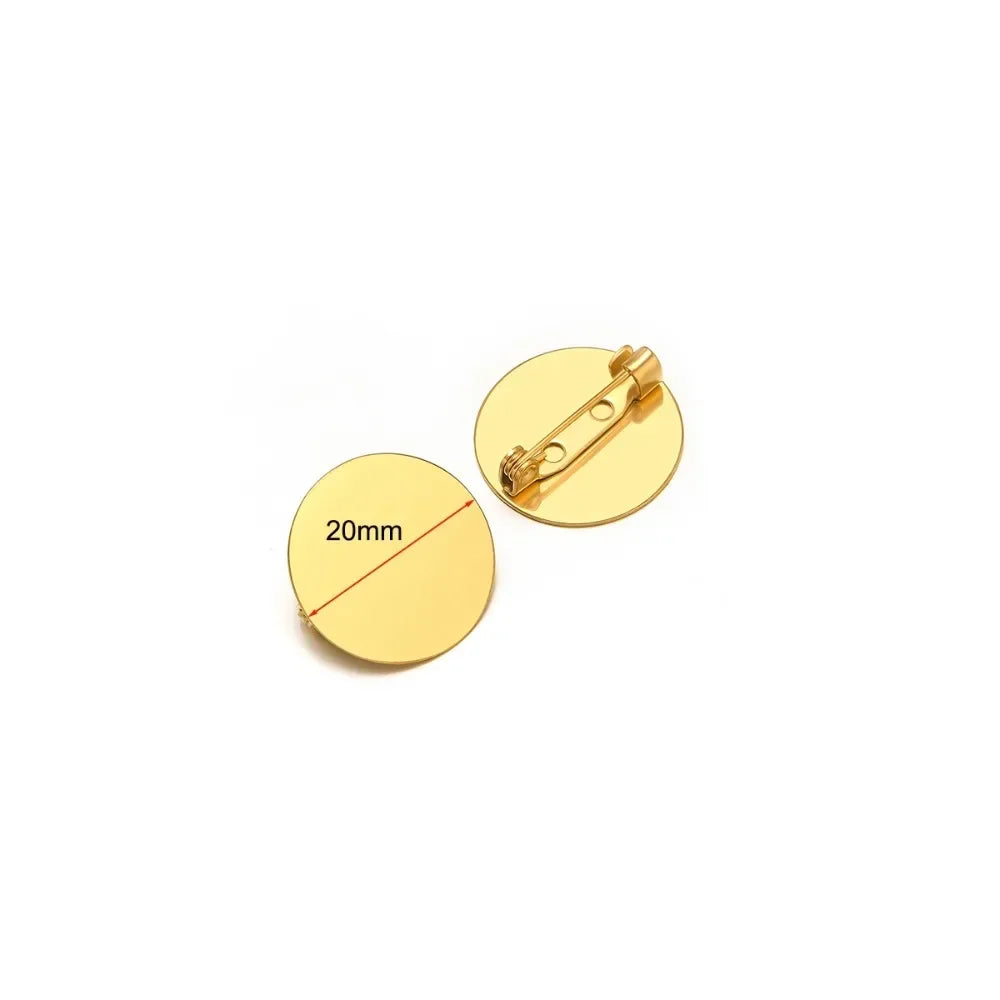 10pcs Stainless Steel Gold Brooches  Cameo Settings Bezel Disc Base Blank Tray