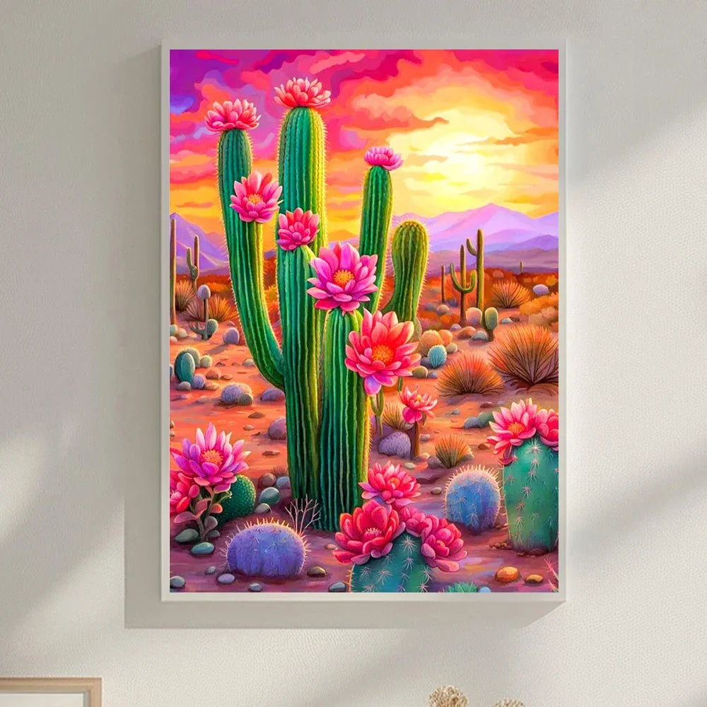 DIY Cactus Sunset Diamond Painting Kit