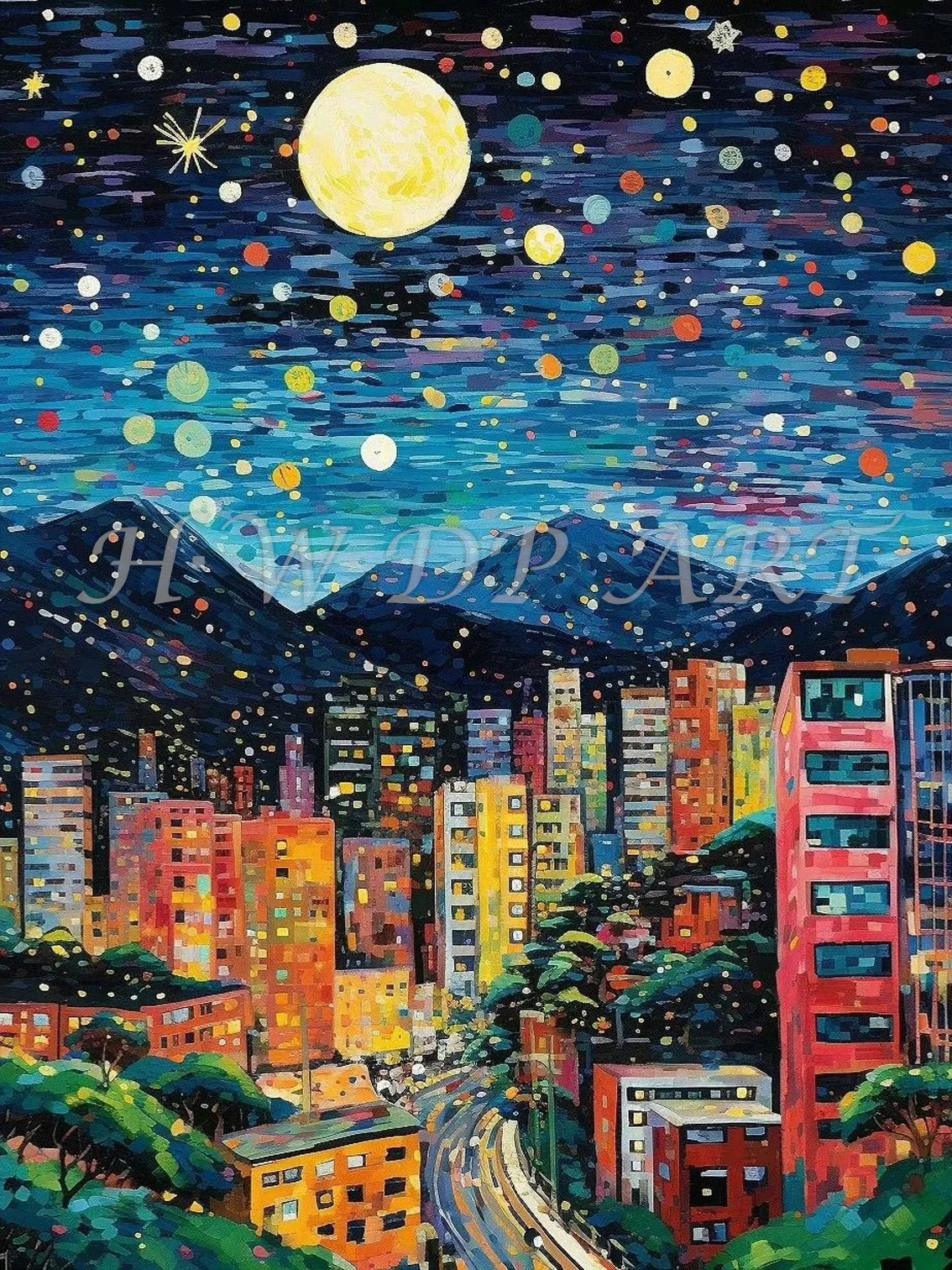 Moon 100% AB Diamond Painting AB Crystal Landscape Diamond Embroidery Cross Stitch.