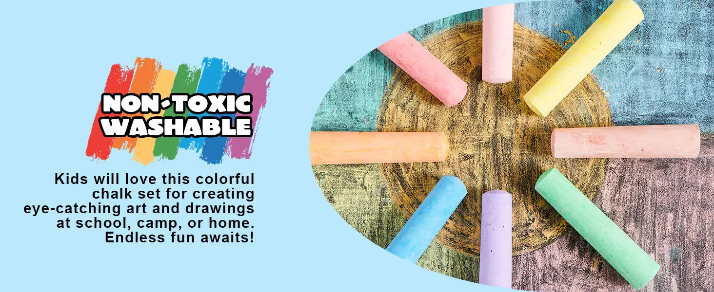 160 PCS Sidewalk Chalks Set Non-Toxic Washable Jumbo Chalk for Outdoor Art Play