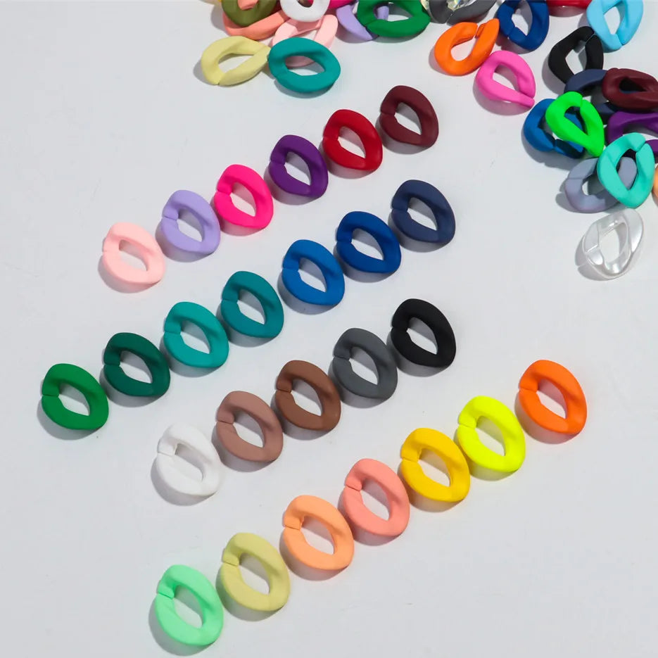 20pcs 20x30mm Acrylic Frosted Square Link Chain Loose Beads