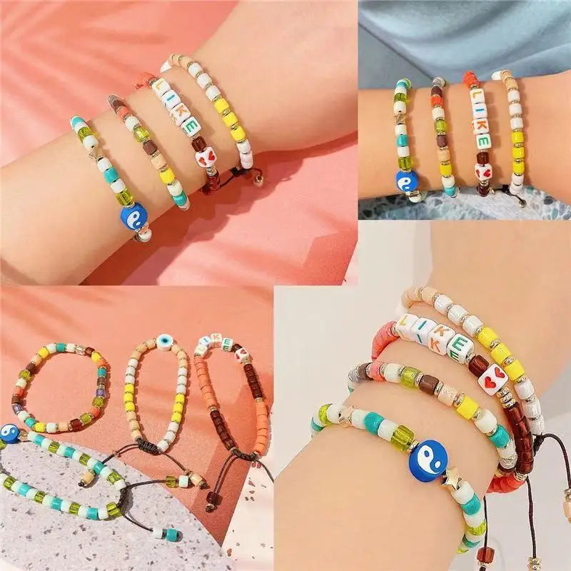Handmade Jewelry Set Polymer Clay Beads Set Rainbow Color