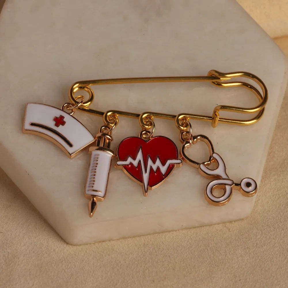 Medical Tool Brooch. Fashion paper clip design for Nurses' Day, cosplay & gifts.