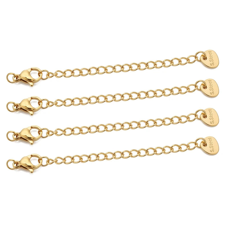 10pcs Stainless Steel Extension Chains with Lobster Clasps Connector Link