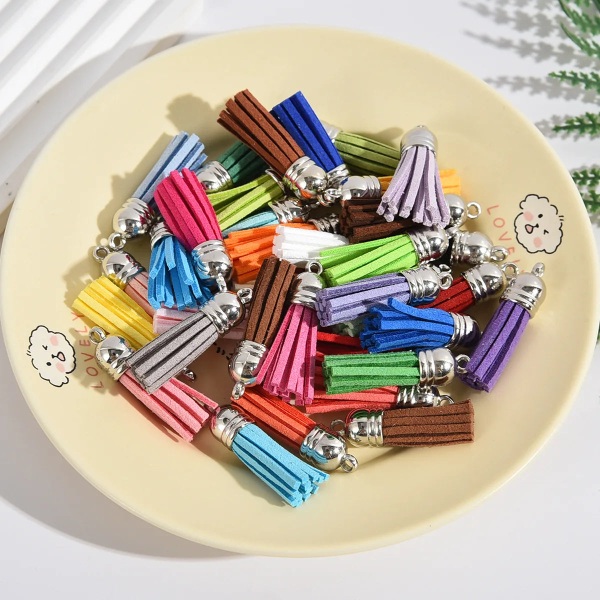 10pcs 36mm Leather Tassel Charms Straps, Suede Tassels DIY Jewelry Accessories