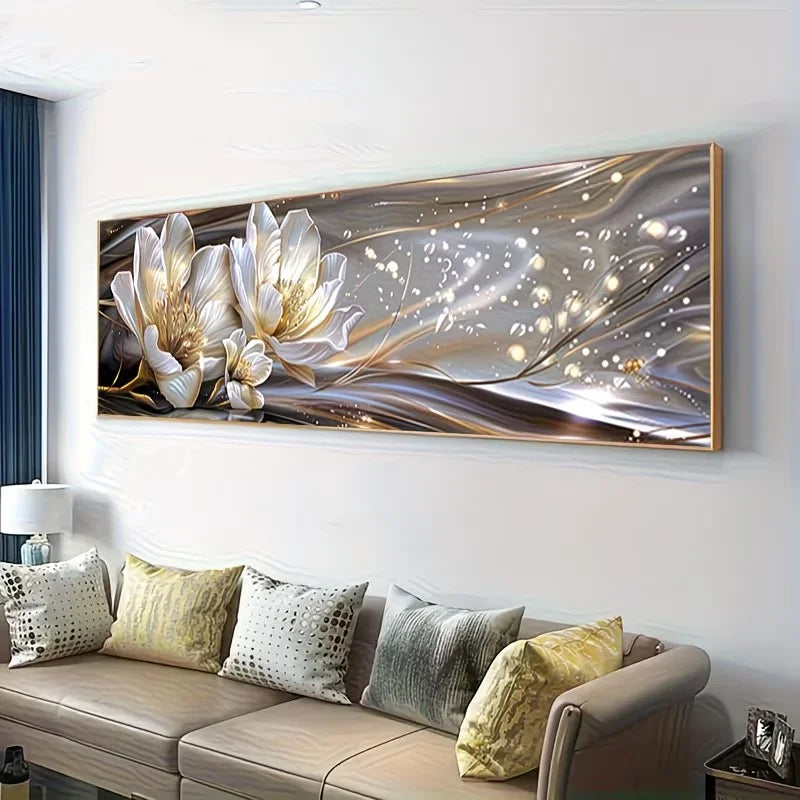 5D DIY Diamond Paintings White Magnolia Flower Diamond Embroidery Cross-Stitch.