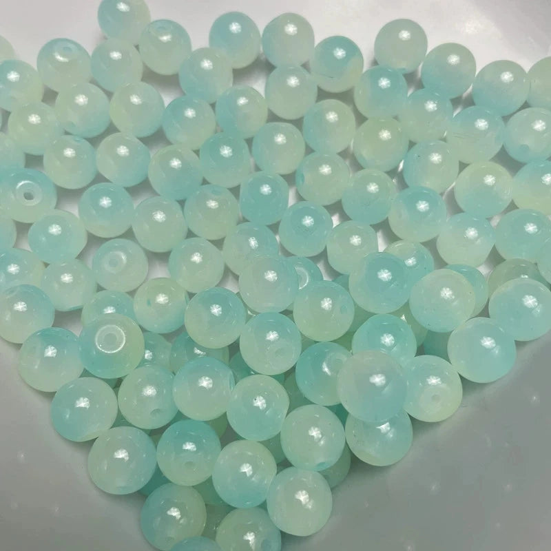 50pcs 8/10mm Dual Color Glass Round Loose Spacer Beads Jewelry Making