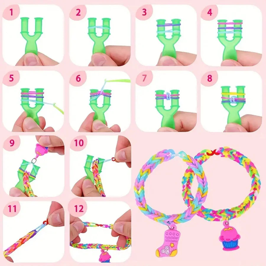 40 Grids 2800PCS+ 32 Color Rubber Band Bracelet Kit Diy Colorful Bracelet Necklaces