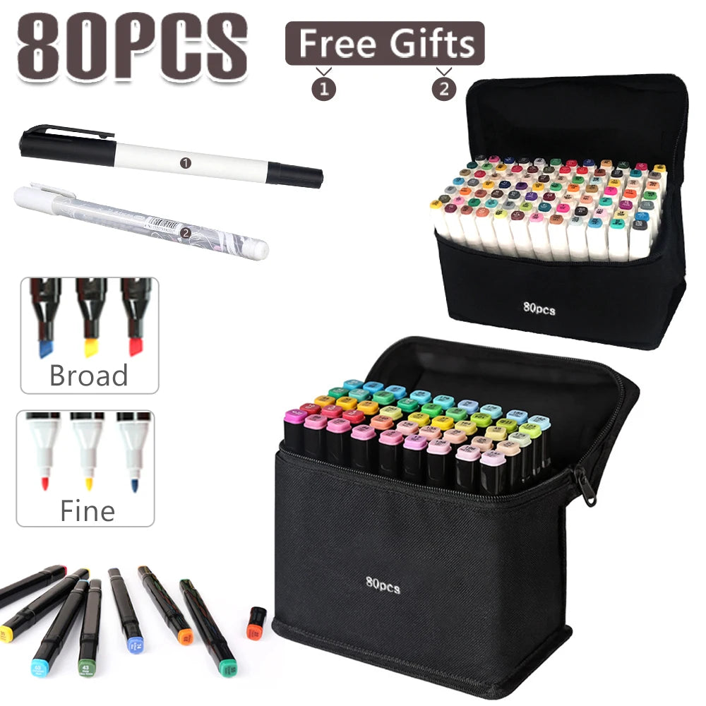 80 Markers Set, Mixed Color, Art Supplies.