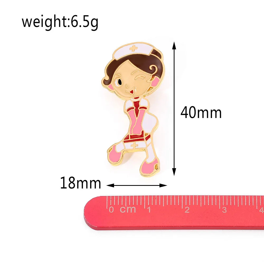 New Medical Medicine Brooch Pin Stethoscope Electrocardiogram Microscope Heart Shaped Pin Nurse Doctor Backpack Lapel Jewelry
