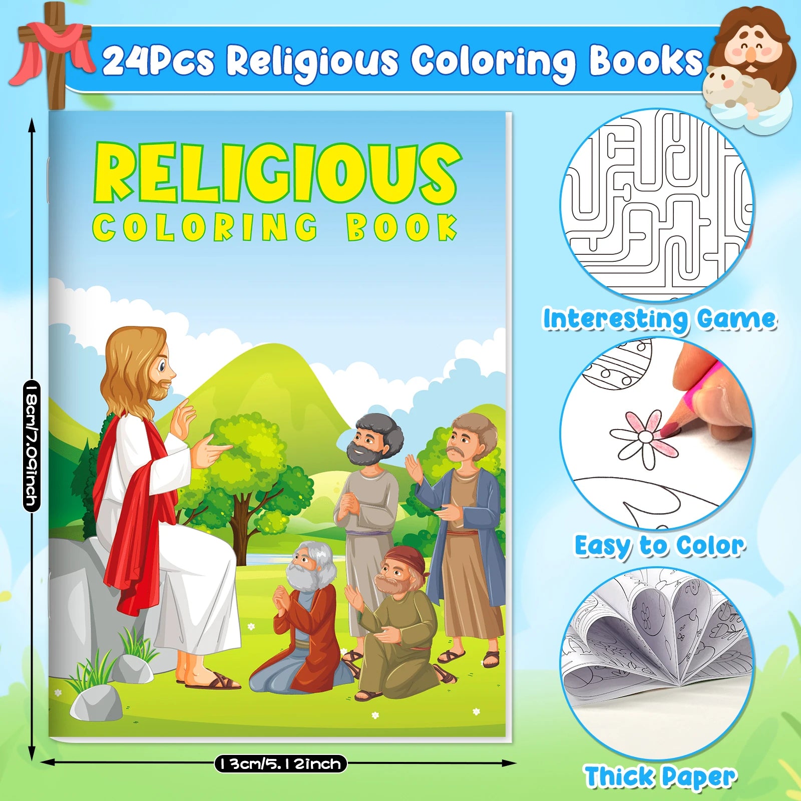 24Pcs Bible Coloring Books for Kids MiniColoring Books Girls Boys Church Sunday School