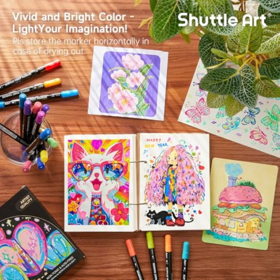 Paint Markers with Brush Tip and Fine Tip