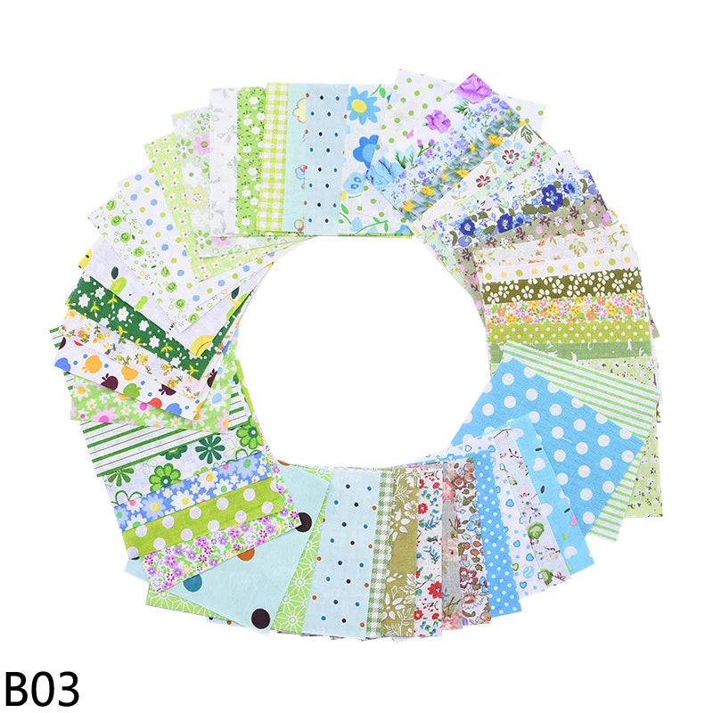 50Pcs 10x10cm Mixed Style Square Patchwork Cotton Fabric Cloth