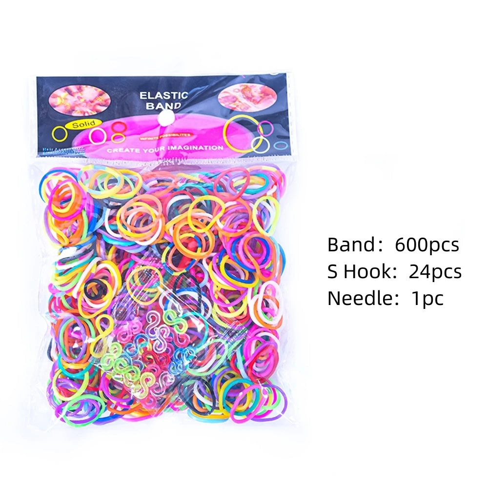 600pcs Elastic Colorful Rubber Loom Bands for Boy,, Girl Kids Weaving DIY Craft Gift Bracelet Jewelry Making Accessories Supplies