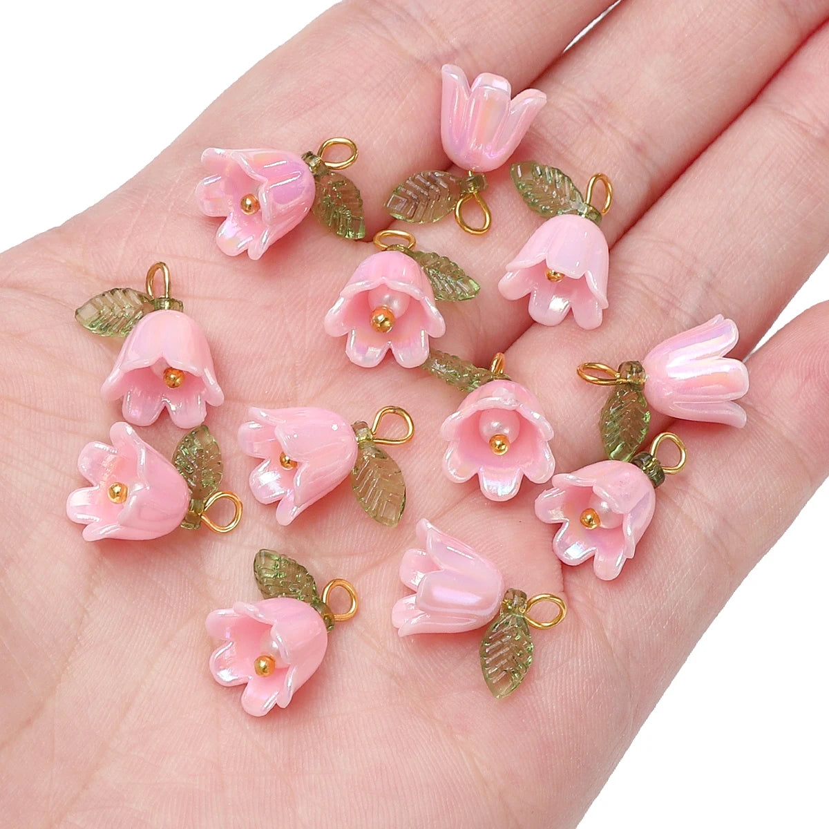11x14mm 2-10Pcs lily of the valley flower bud beads plated with colored loose beads
