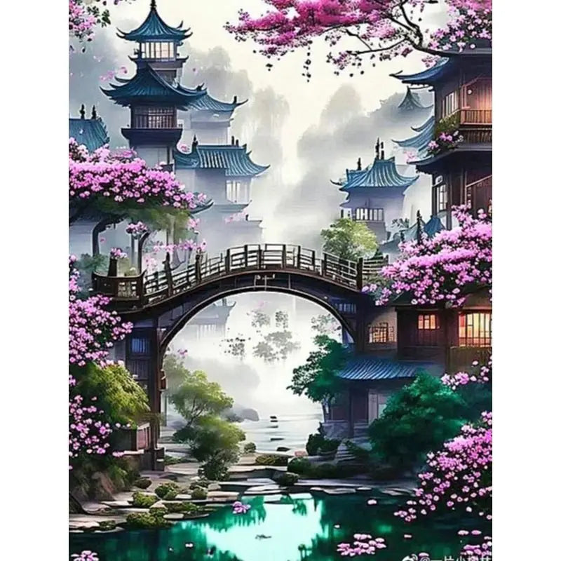 Diamond Painting Complete Kit Ancient Architecture, Mosaic Flower Wall Paintings.