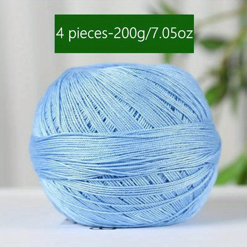 1PC Premium Mercerized Silk Lace Yarn Bundle-Soft, Durable, Vibrant Colors for DIY Knit & Crochet
