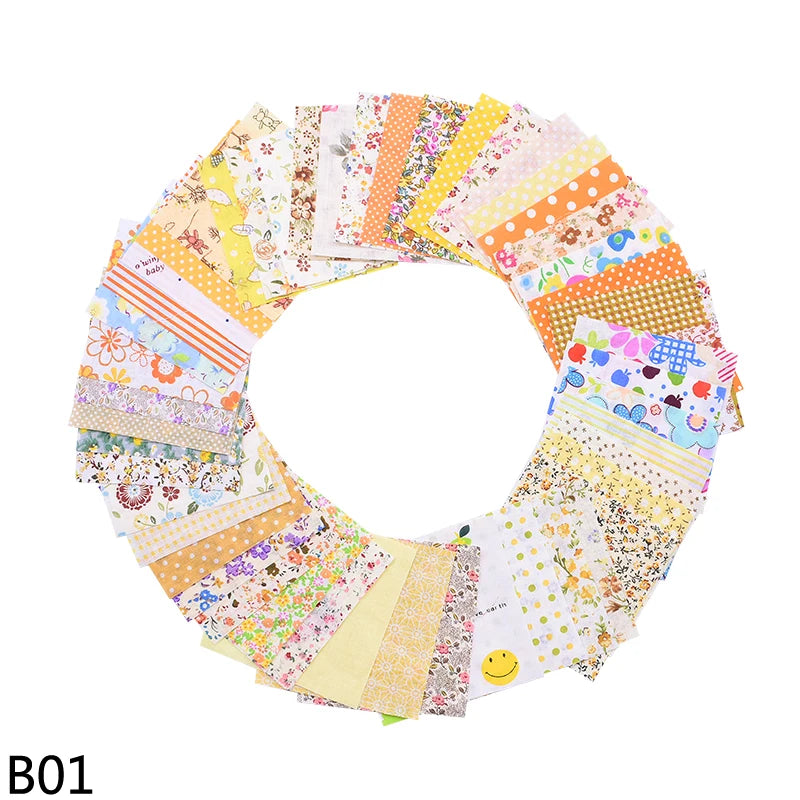 50Pcs 10x10cm Mixed Style Square Patchwork Cotton Fabric Cloth