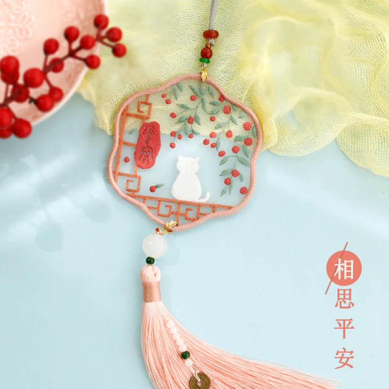 Car Pendant Needlepoint for Beginner Handmade, DIY Needlework Easy Embroidery Kit Sewing
