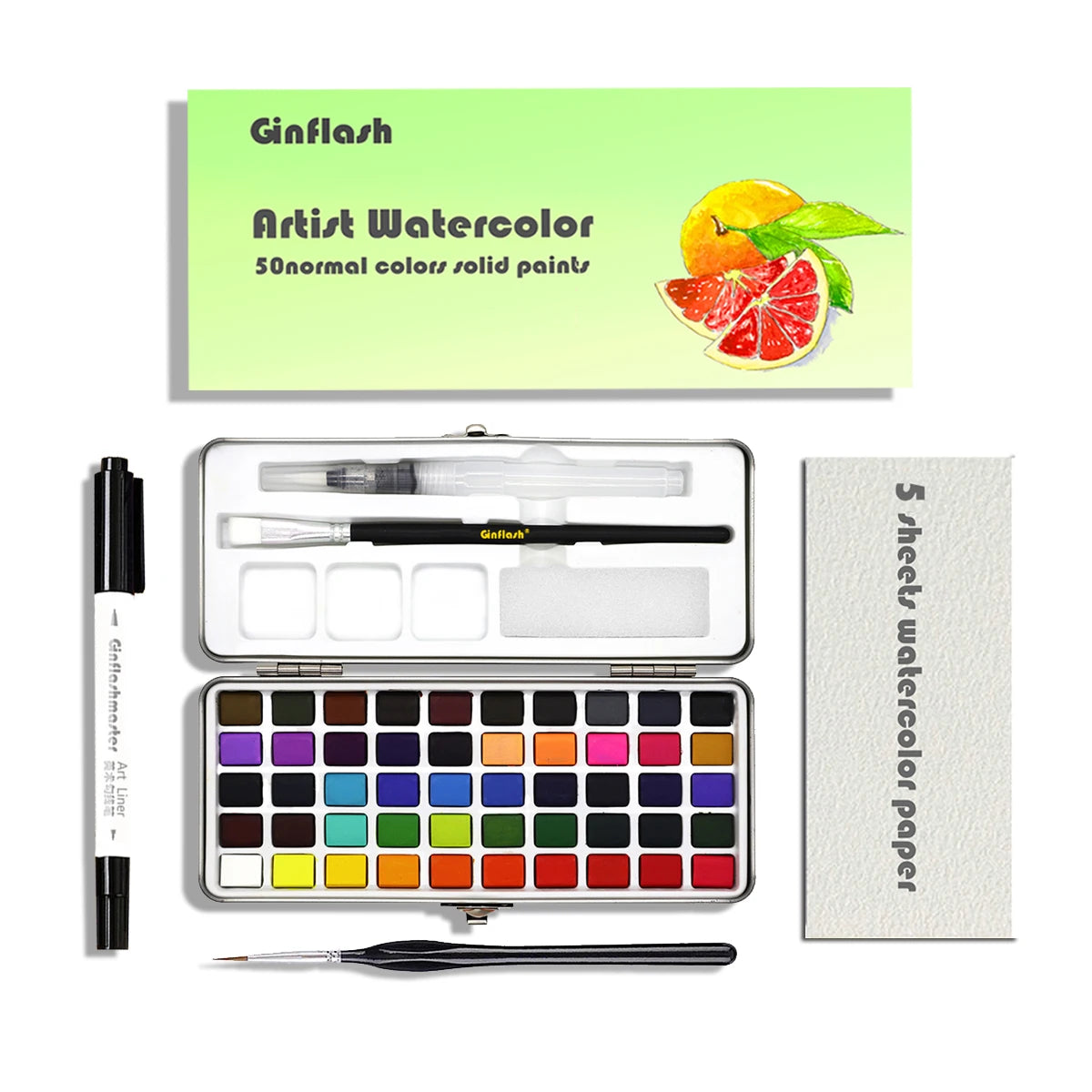 50/90 Color Solid Watercolor Paint Set , Metal Box