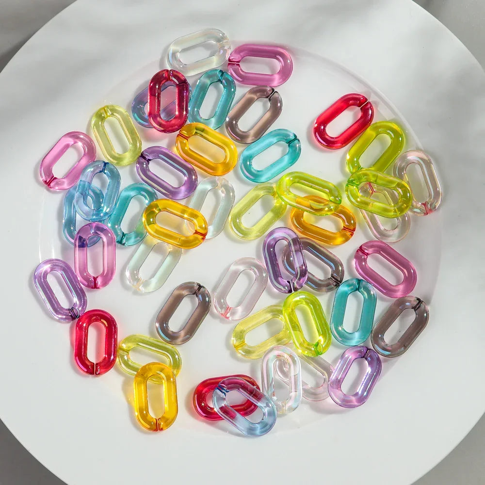 Colorful 20pc Transparent Oval LinkOval Link Chain Beads