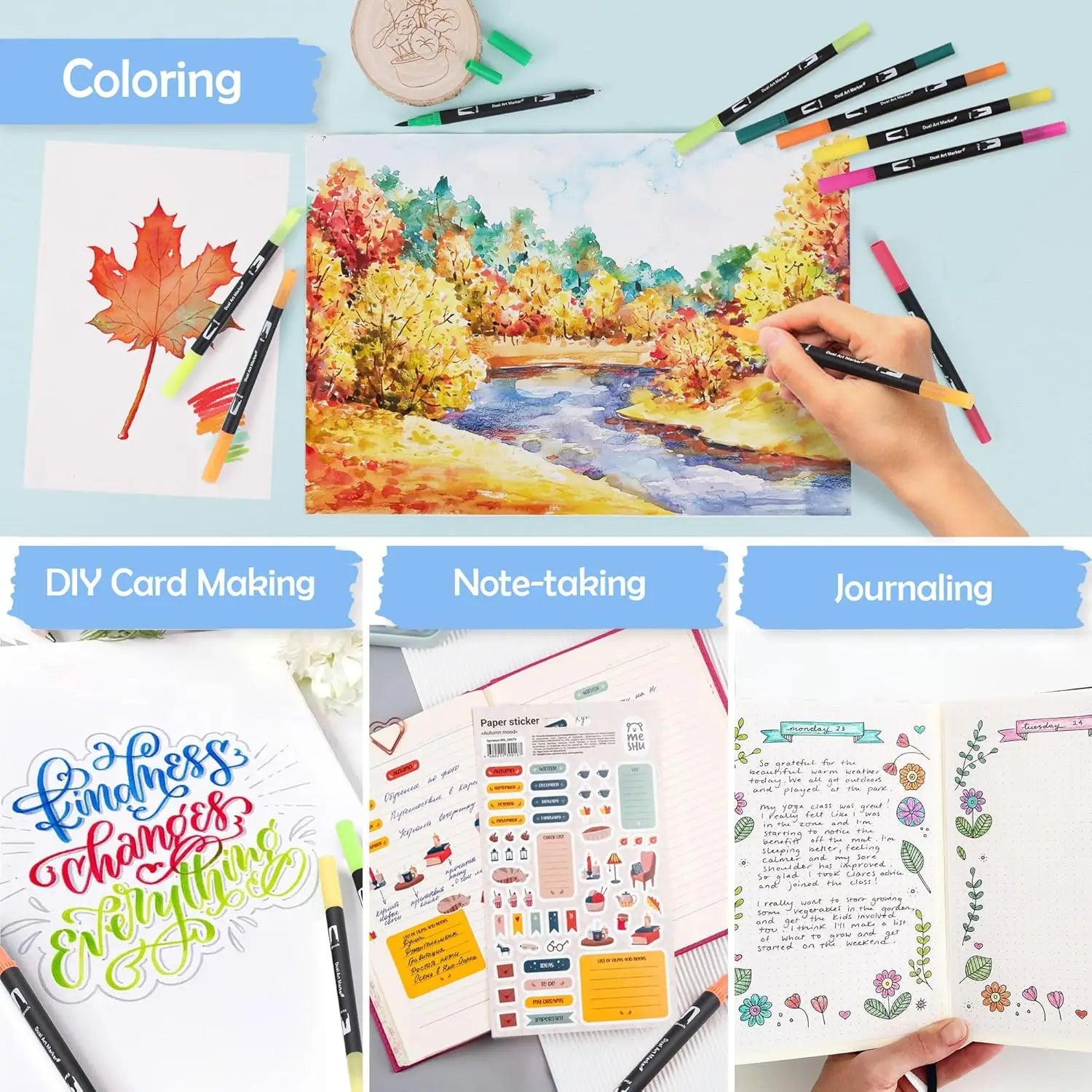 72pcs Color Double Ended Art Marker Pens Set