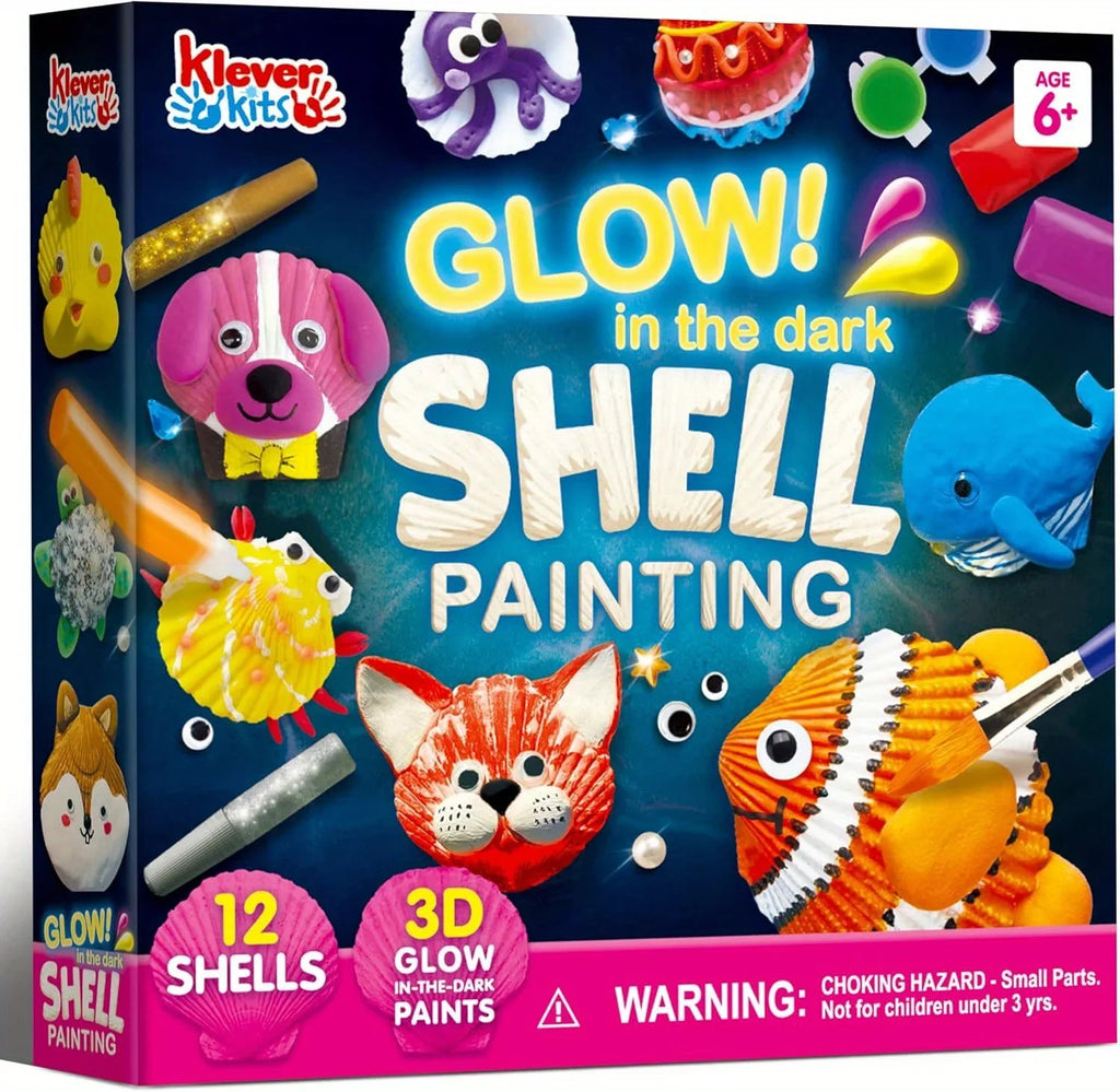 12PCS Kids Sea Shell Painting Kit toy  Glow in The Dark-Arts & Crafts for Boys Girls Ages 6+