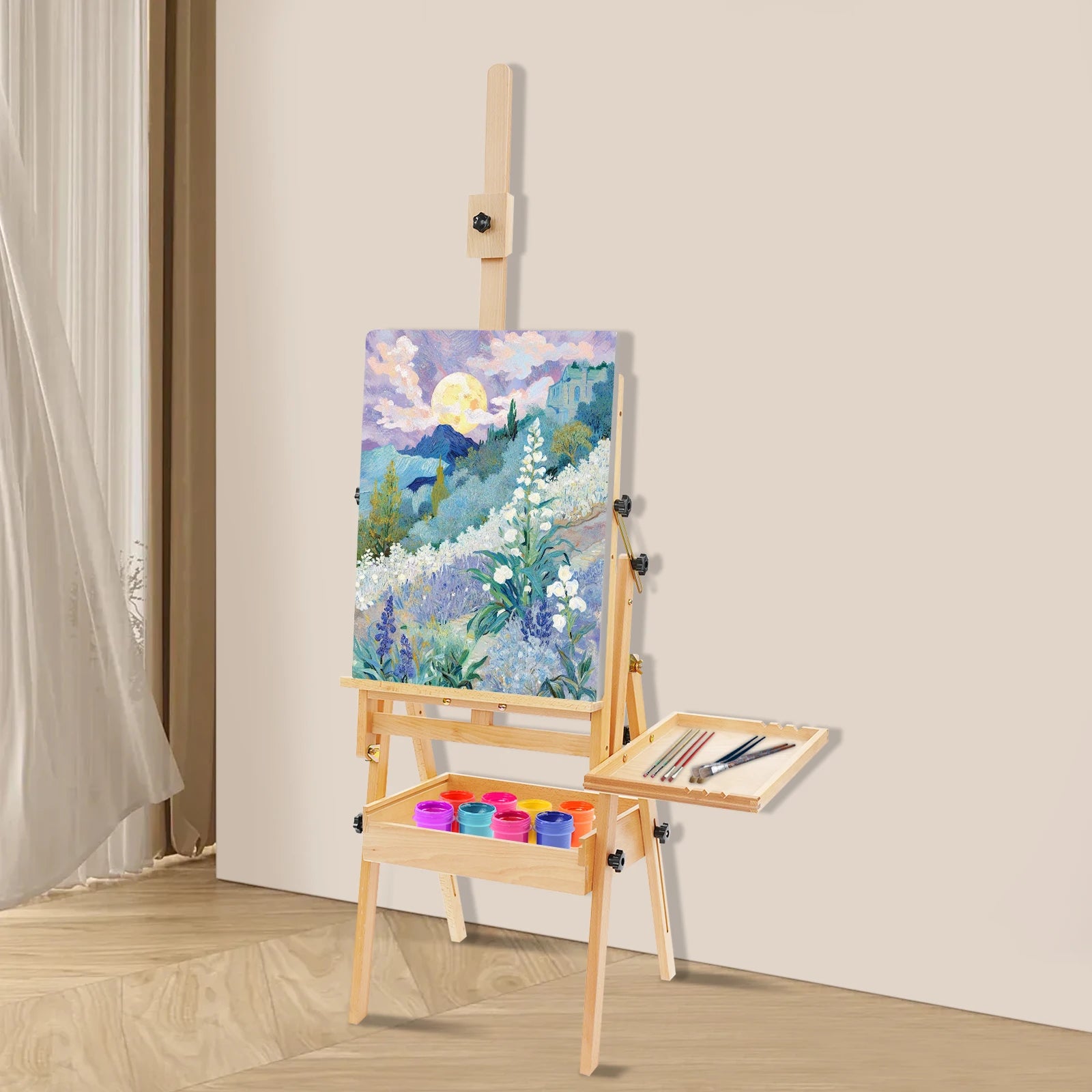 Foldable Easel Stand, with Storage Box and Tray, rfor Adults and Students