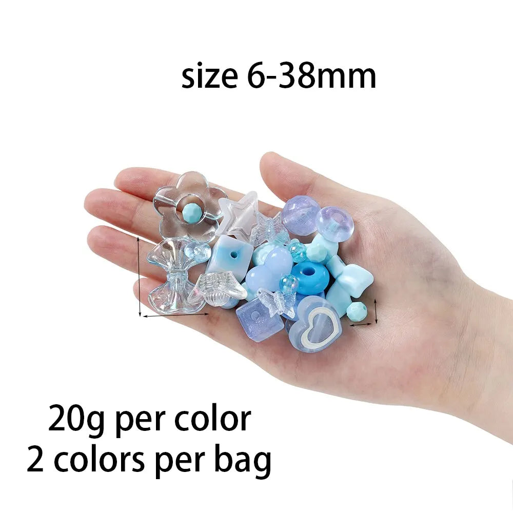 40g/lot Mixed style Flowers Heart Colorful Acrylic Beads