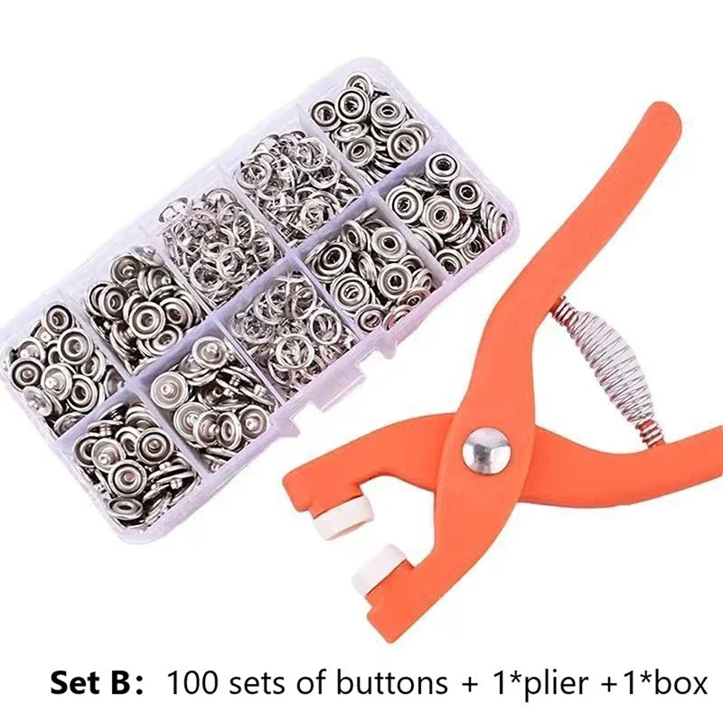 Snaps Buttons Pliers Set Snap Fasteners Kit Tool Sewing Buttons Press Studs Snap