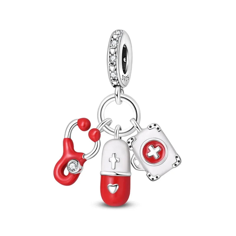 Original 925 Sterling Silver Charm Beads Medical Series